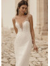 Cap Sleeves Beaded Ivory Lace Tulle Luxury Wedding Dress